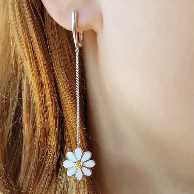 Серебряные серьги с эмалью и фианитами