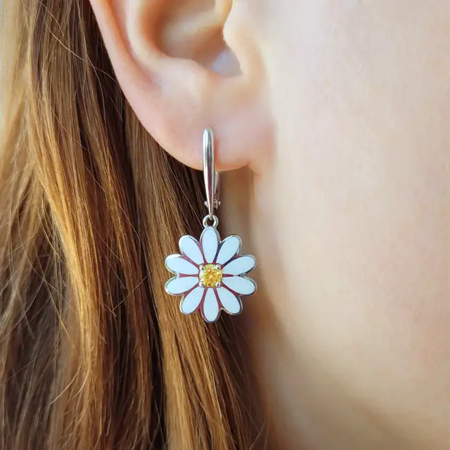 Серебряные серьги с эмалью и фианитами