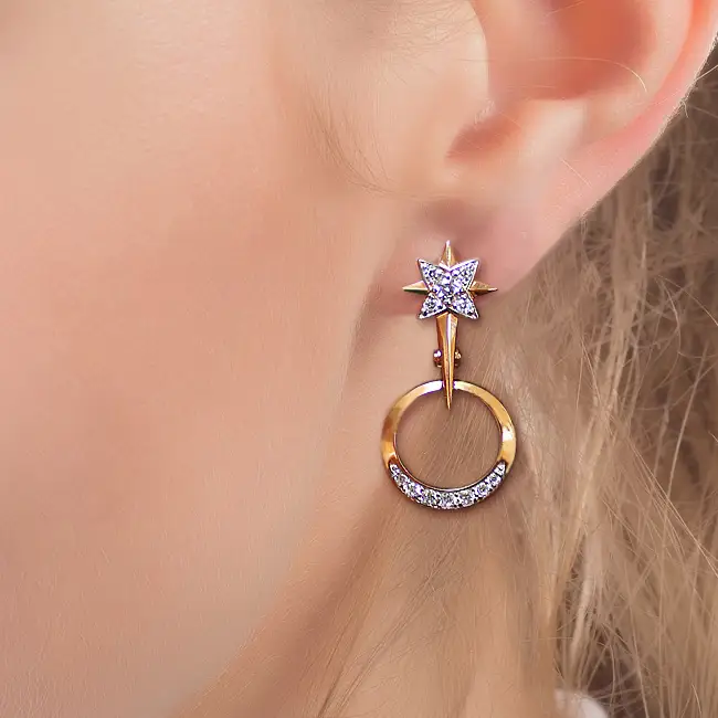 Золотые серьги с фианитами