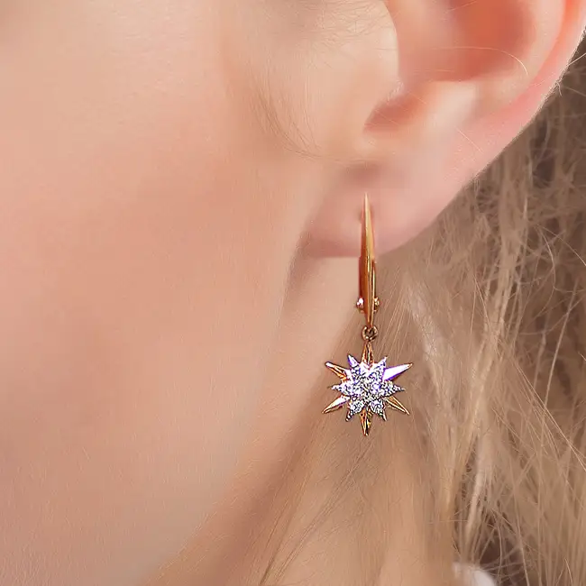 Золотые серьги с фианитами