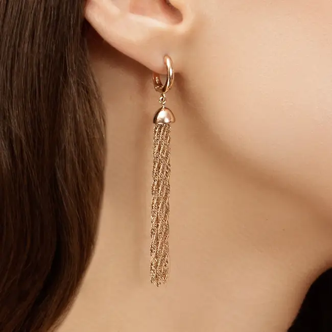 золотые серьги с цепочками