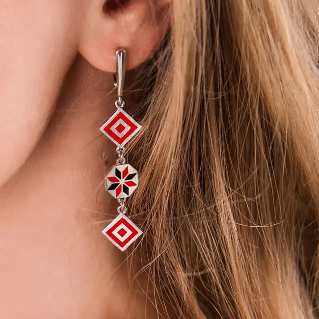 серебряные серьги с эмалью