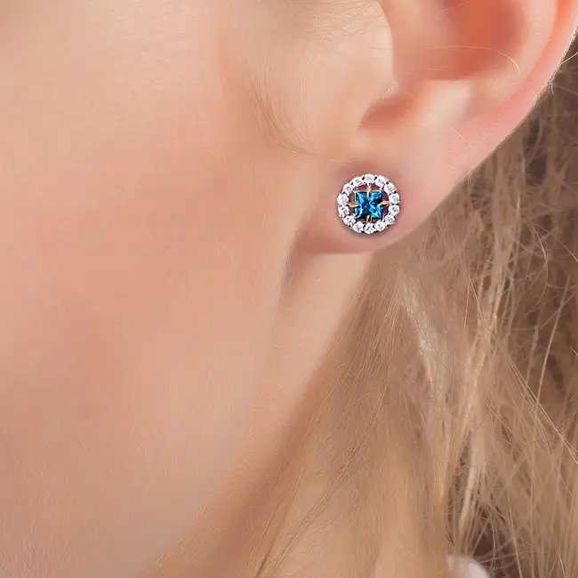 золотые серьги с топазом и бриллиантами