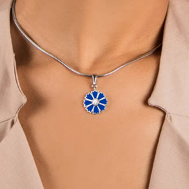 Серебряный кулон с фианитом и эмалью