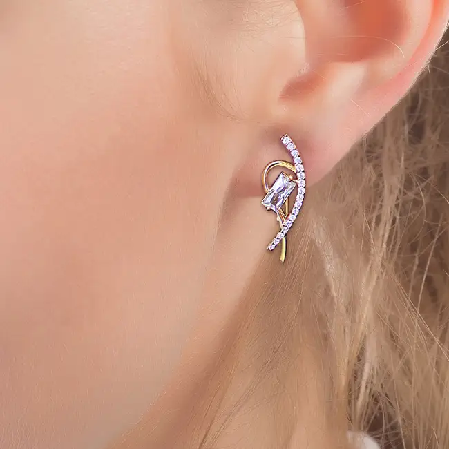 Золотые серьги с фианитами