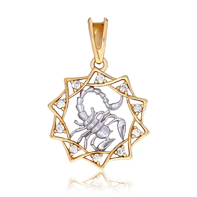 Золотой кулон знаки зодиака "СКОРПИОН"