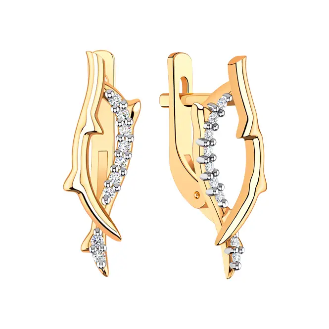 Золотые серьги с фианитами