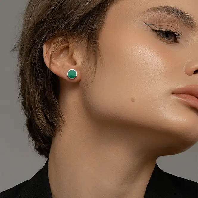 Серебряные серьги с эмалью