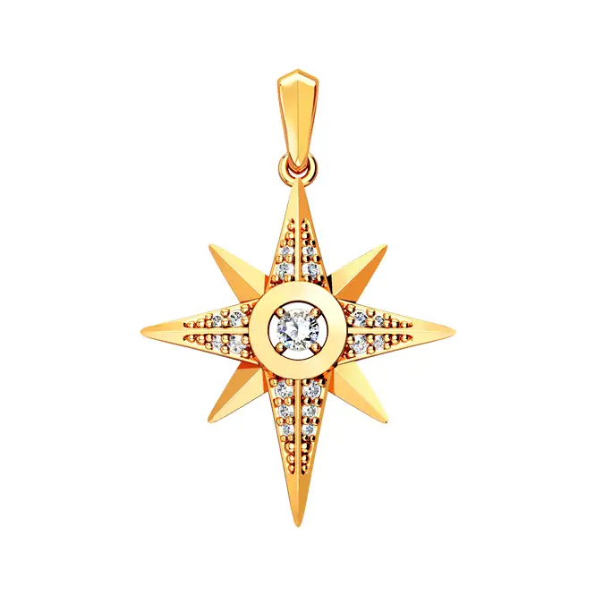 Золотой кулон с фианитами