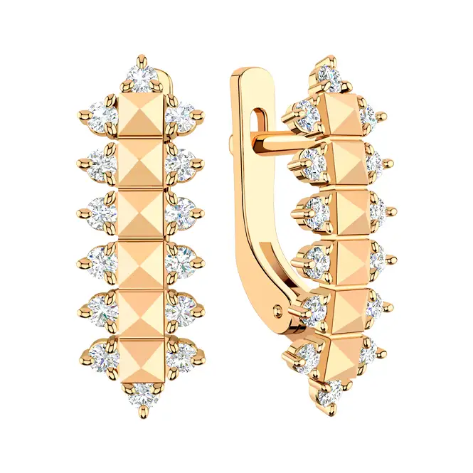 Золотые серьги с фианитами