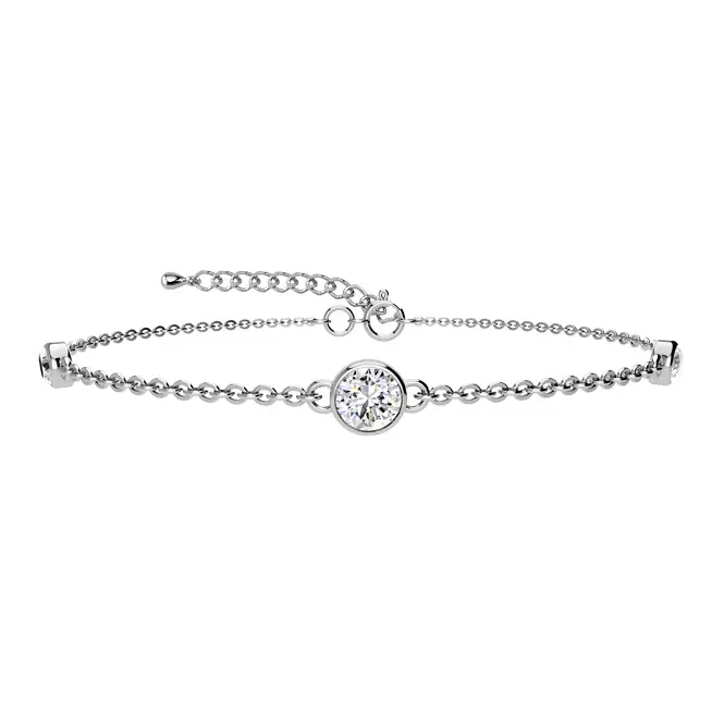 Серебряный браслет на ногу с фианитами