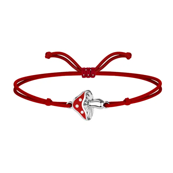 Браслет на нити с серебряным элементом и эмалью