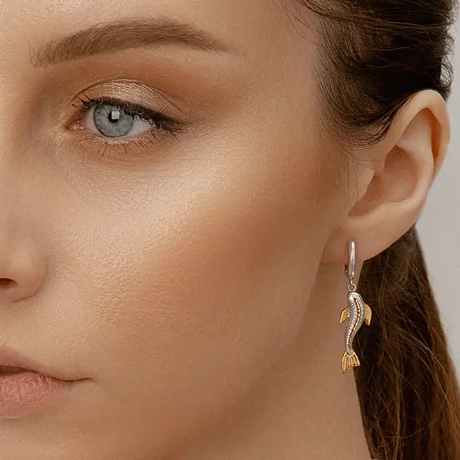 Серебряные серьги с золочением