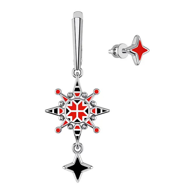 Серебряные серьги с эмалью