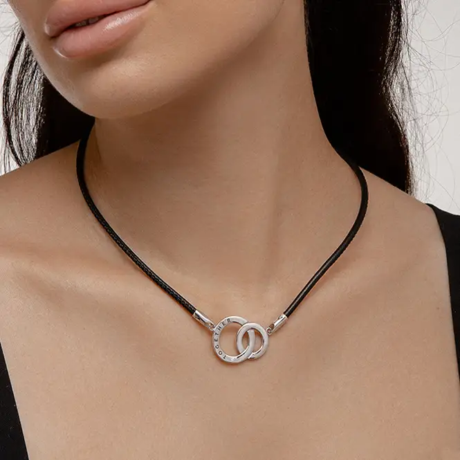 Серебряное колье с фианитом "FOREVER"