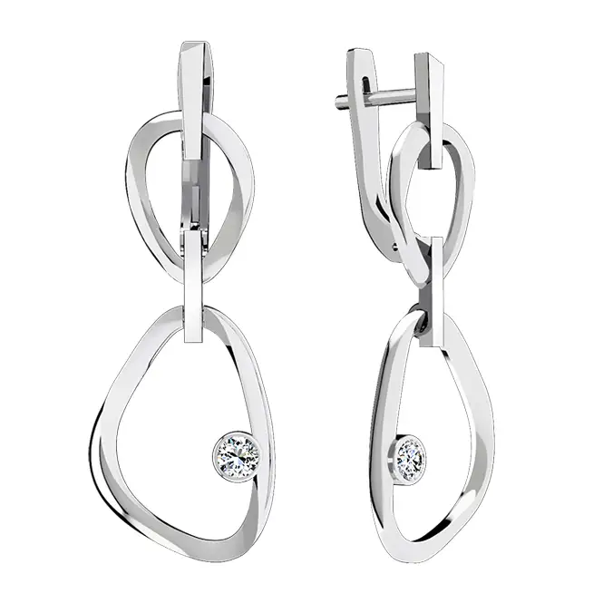 Серебряные серьги с фианитами