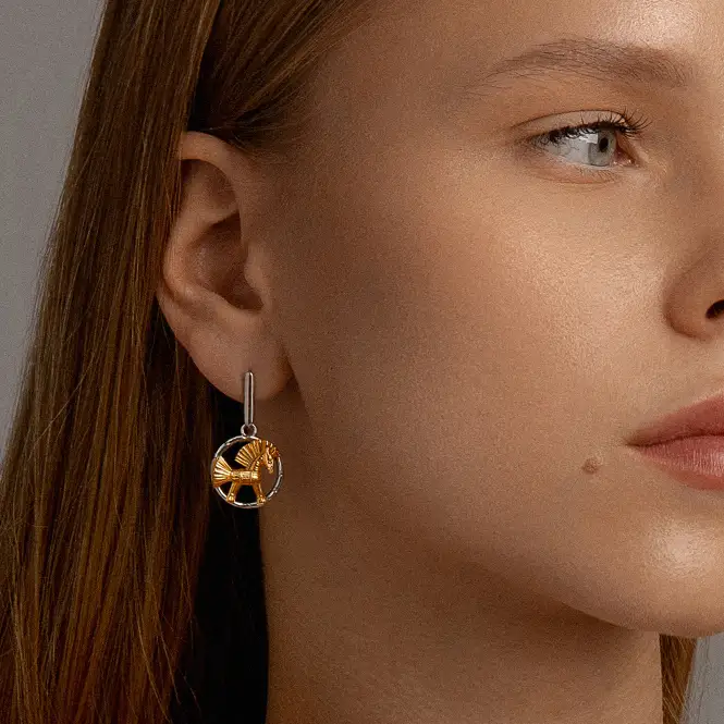 Серебряные серьги с золочением