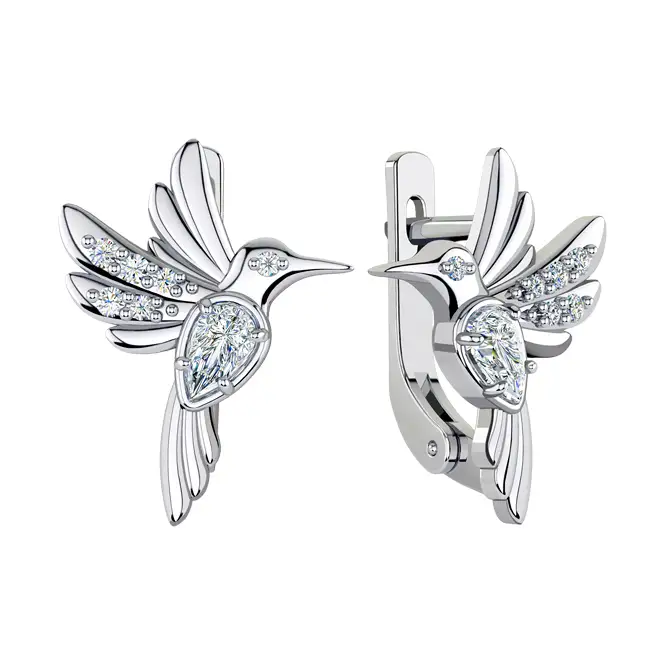 Серебряные серьги с фианитами