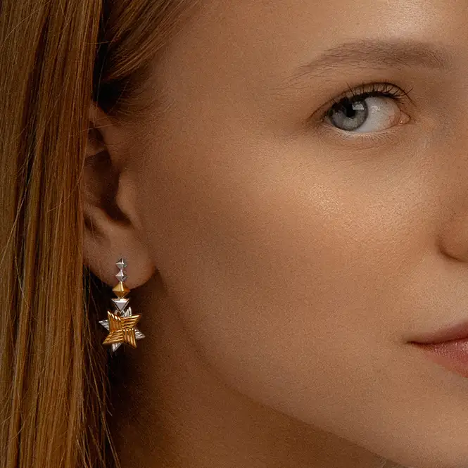 Серебряные серьги с золочением