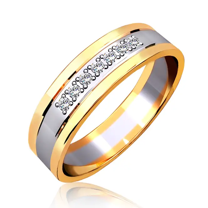 Золотое обручальное кольцо с фианитами