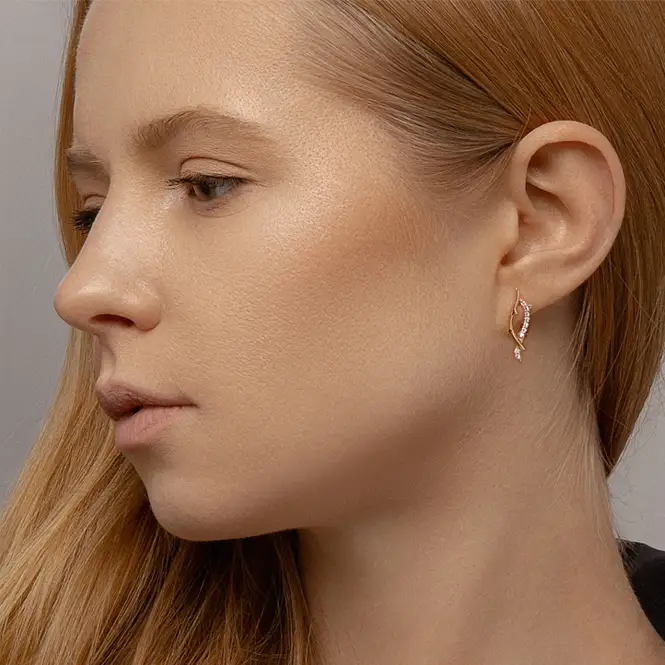 Золотые серьги с фианитами