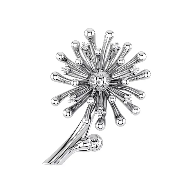 Серебряная брошь с фианитами