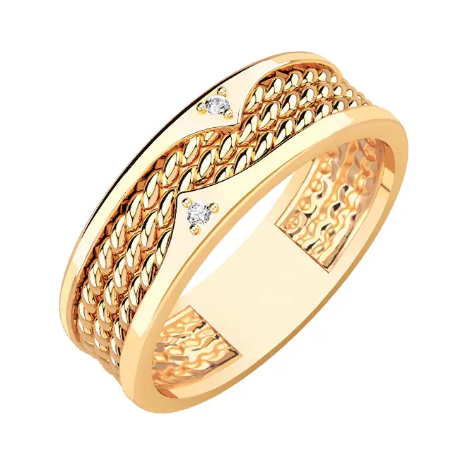 Золотое обручальное кольцо с фианитами