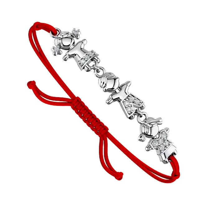 Браслет на нити с серебряными элементами