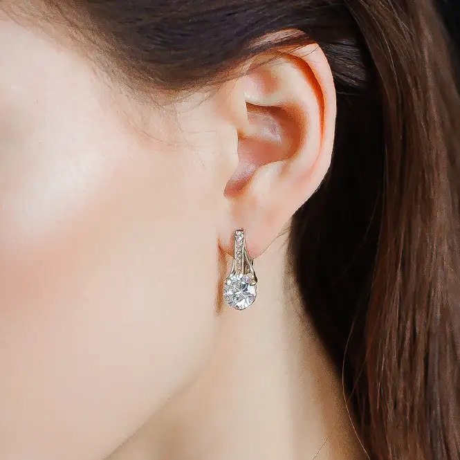 Серебряные серьги с фианитами