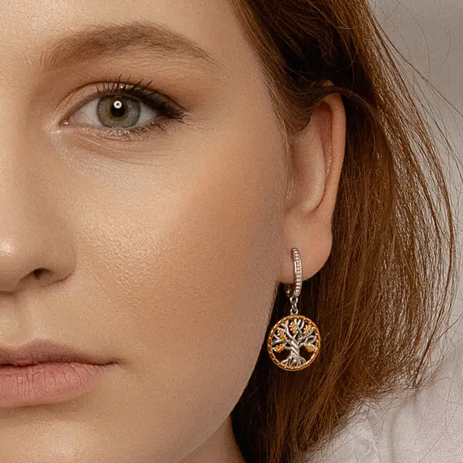 Серебряные серьги с золочением