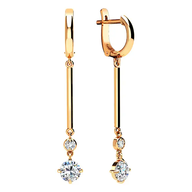 Золотые серьги с фианитами