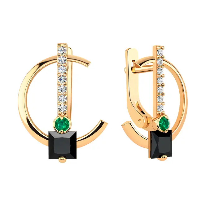 Золотые серьги с фианитами