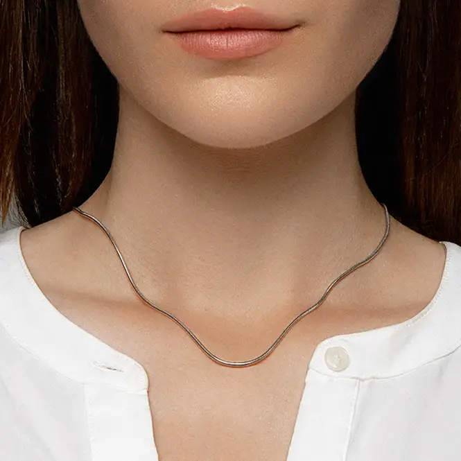 Cеребряная цепь плетения "Снейк"