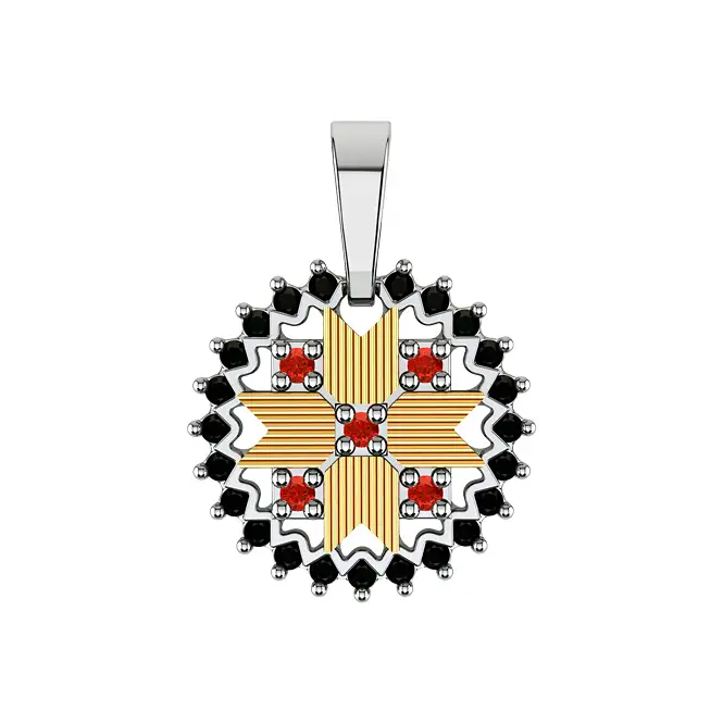 Серебряный кулон с золочением и фианитами