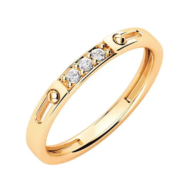 Золотое обручальное кольцо с фианитами