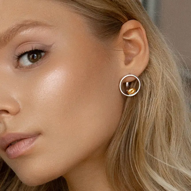 Серебряные  серьги с золочением