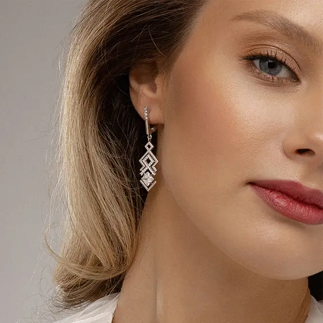 Серебряные серьги с фианитами