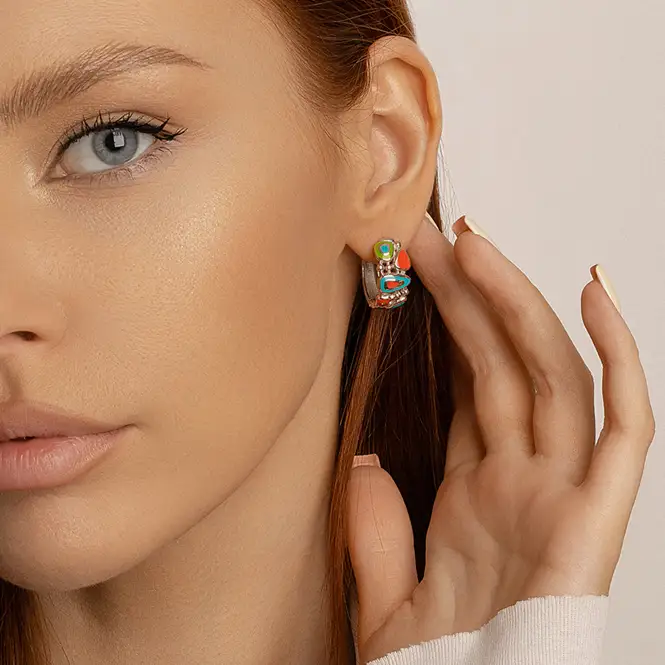 Серебряные серьги с эмалью