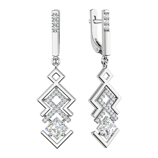 Серебряные серьги с фианитами