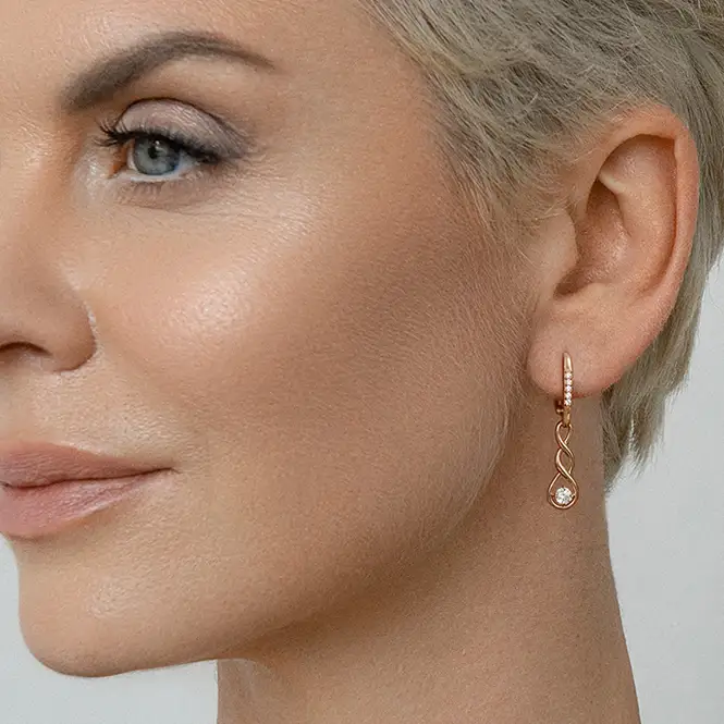 Золотые серьги с фианитами