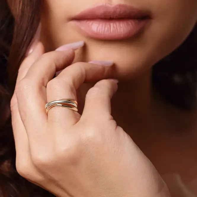 Кольцо из розового, желтого и белого золота