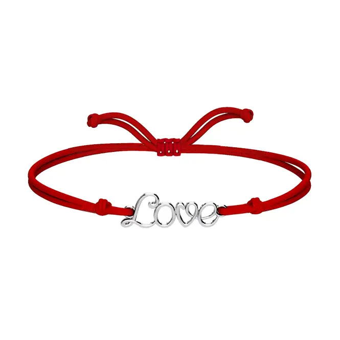 Браслет на нити с серебряным элементом "Love"