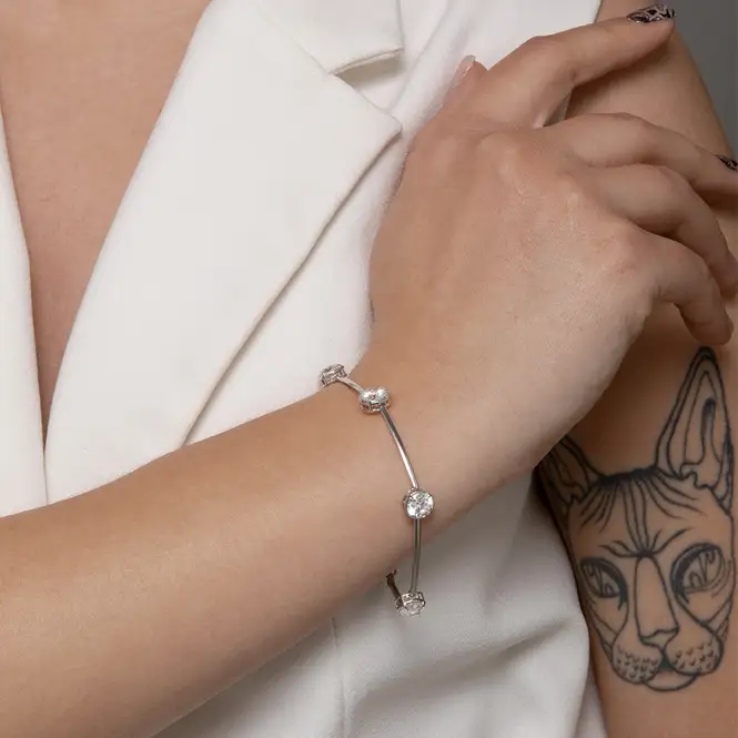 Серебряный браслет с фианитами