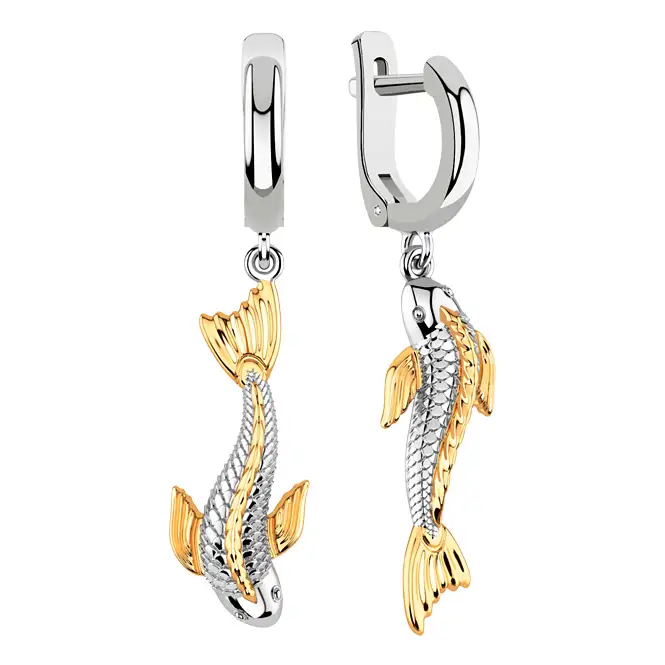 Серебряные серьги с золочением