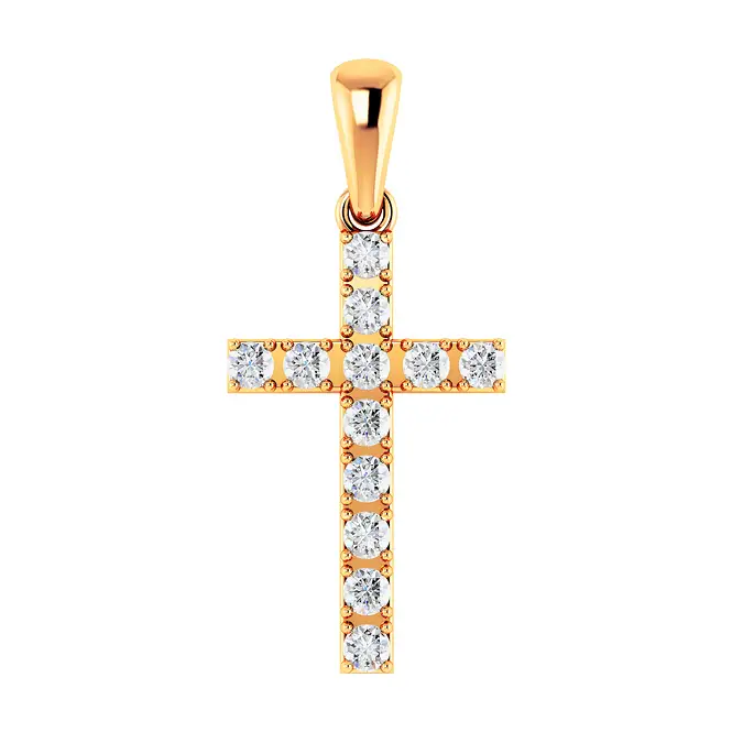 золотой крестик с фианитами