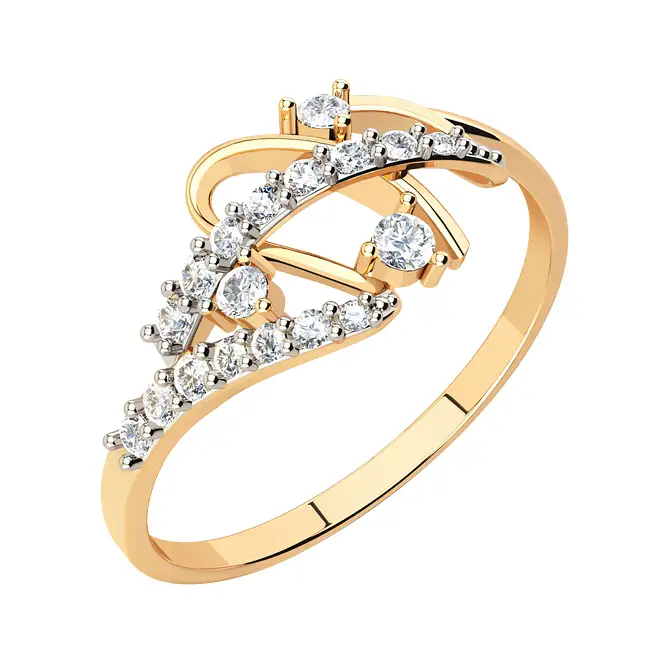 золотое кольцо с фианитами