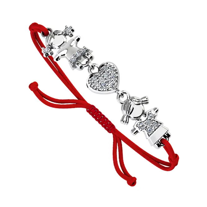 Браслет на нити с серебряными элементами