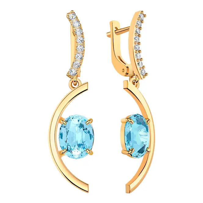 Золотое кольцо с топазами и фианитами