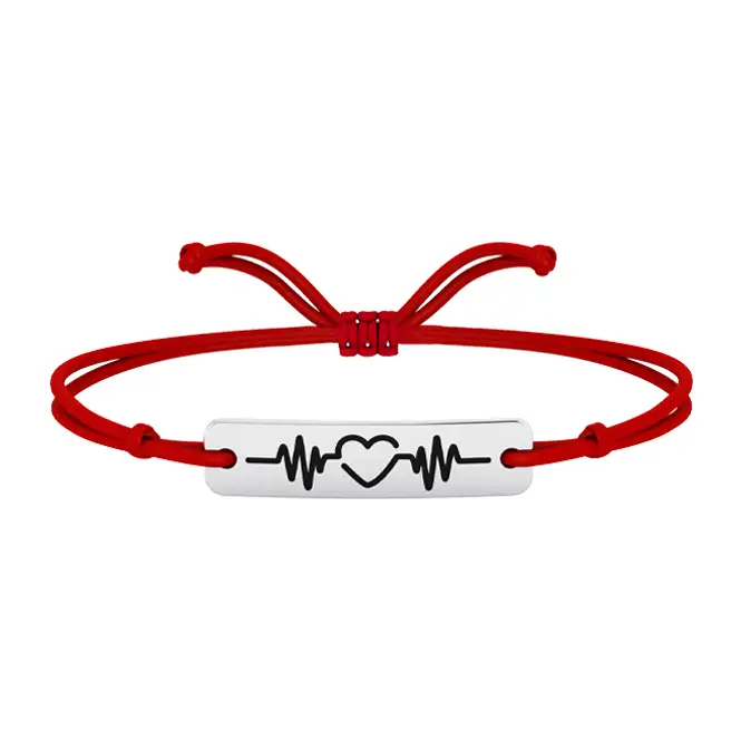 Браслет на нити с серебряным элементом "Пульс"