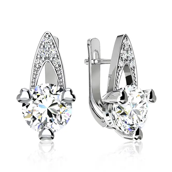 Серебряные серьги с фианитами